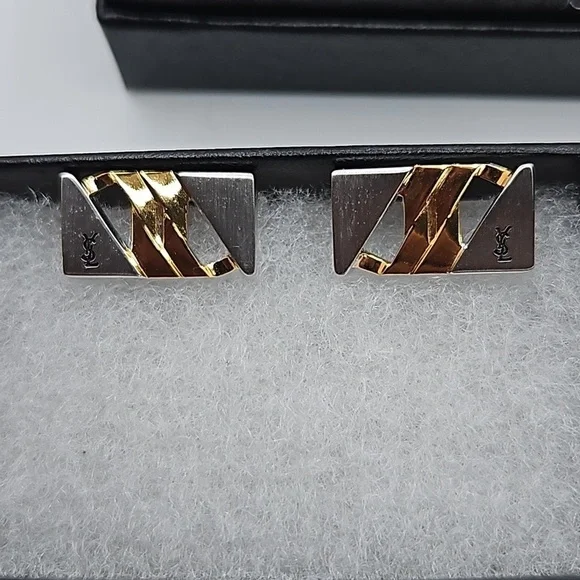 Yves Saint Laurent Gold and Silver Tie Bar and Cuff Link Set - Picture 5 of 5